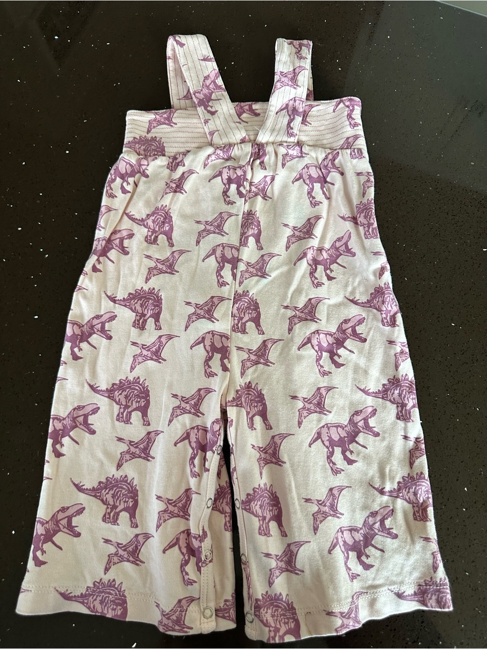 kate quinn Cream Overalls with Purple Dinosaur Print